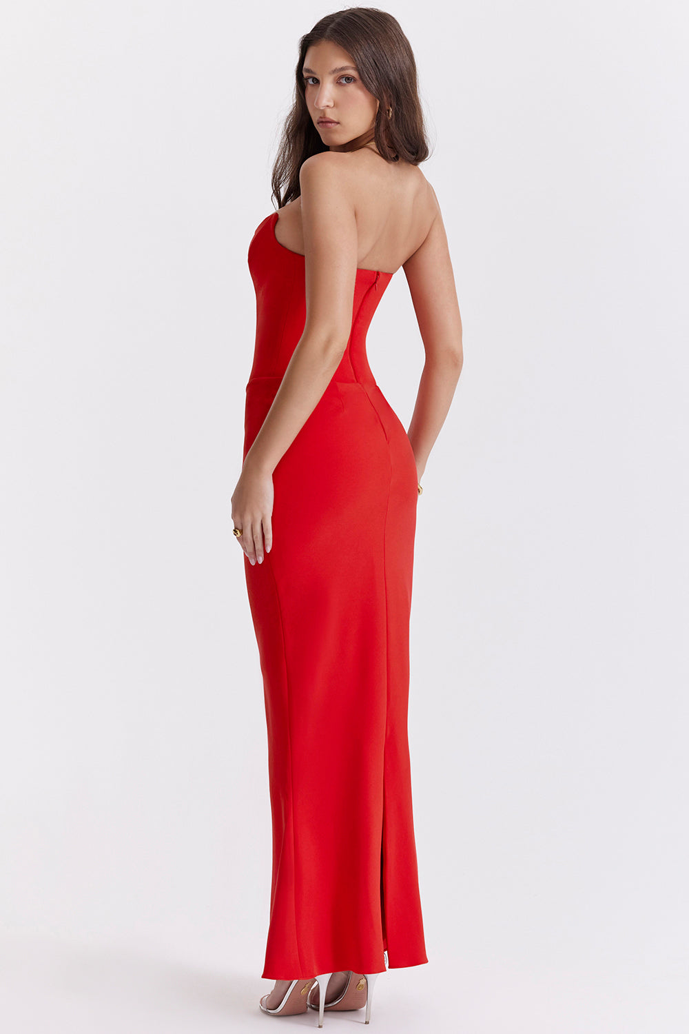 Women's Corset Dress – Strapless – Satin Look – Slim Fit – Floor-Length Party Dress