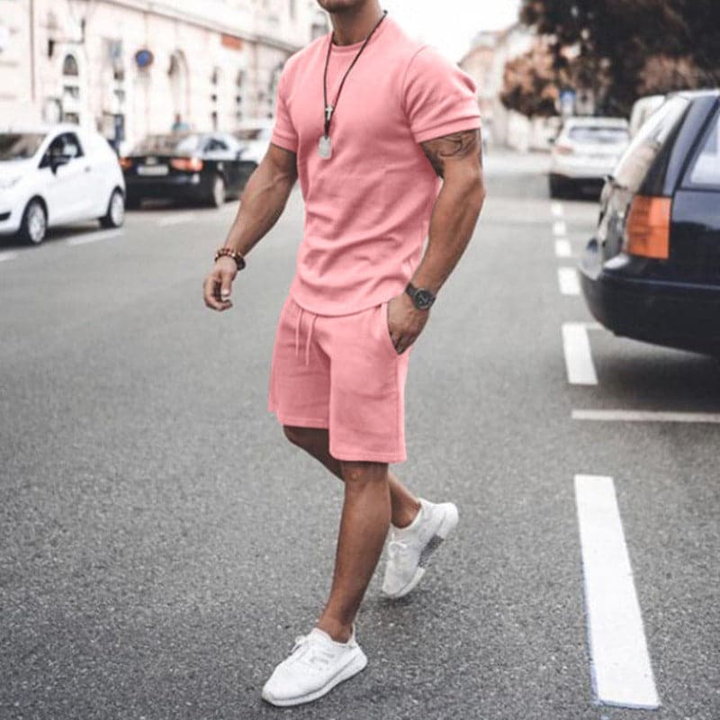 Men's Set - T-shirt and Shorts - Soft Cotton - Relaxed Fit - Breathable Comfortable