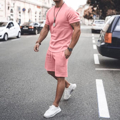 Men's Set - T-shirt and Shorts - Soft Cotton - Relaxed Fit - Breathable Comfortable