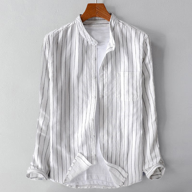 Striped Collarless Casual Shirt for Men – Effortless Everyday Style