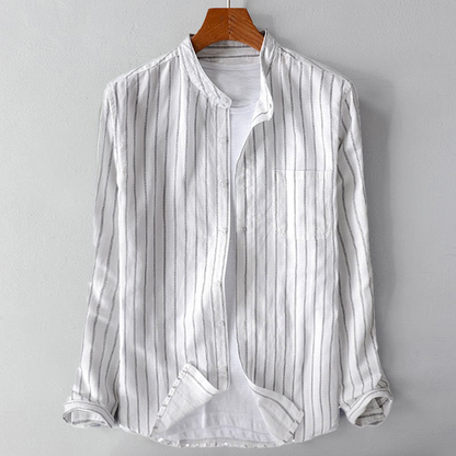 Striped Collarless Casual Shirt for Men – Effortless Everyday Style