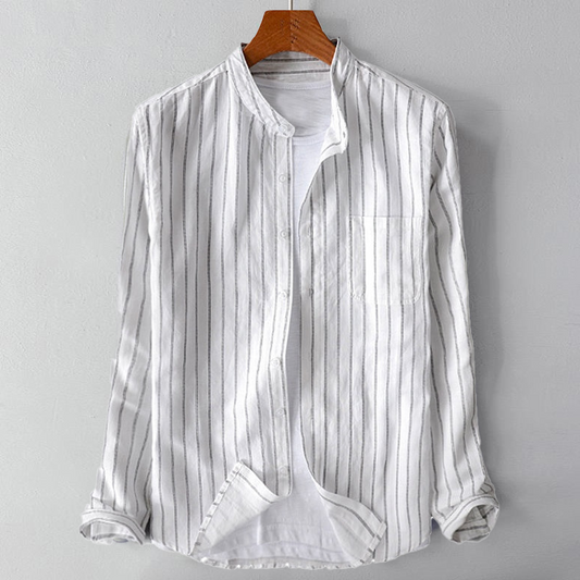 Striped Collarless Casual Shirt for Men – Effortless Everyday Style