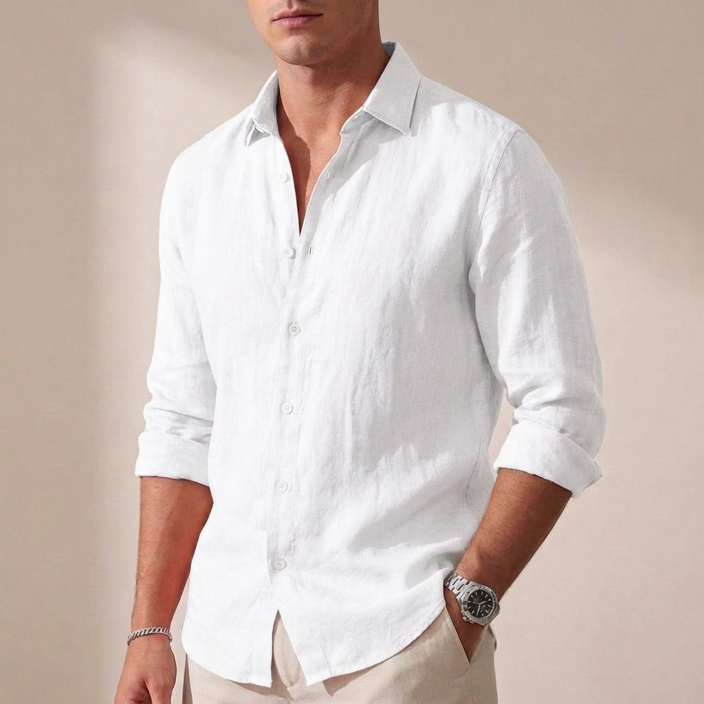 Relaxed Fit Collared V-Neck Shirt for Men – Breathable Stylish Comfort