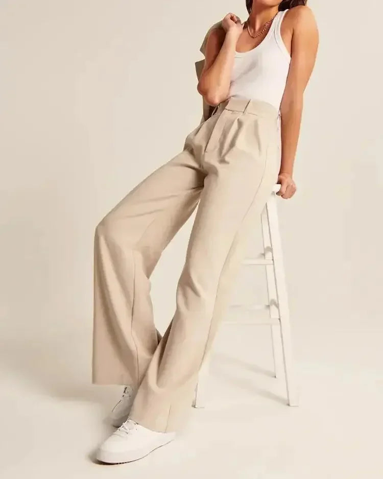Emma Wide-Leg Trousers | High-Waist Creased Trousers