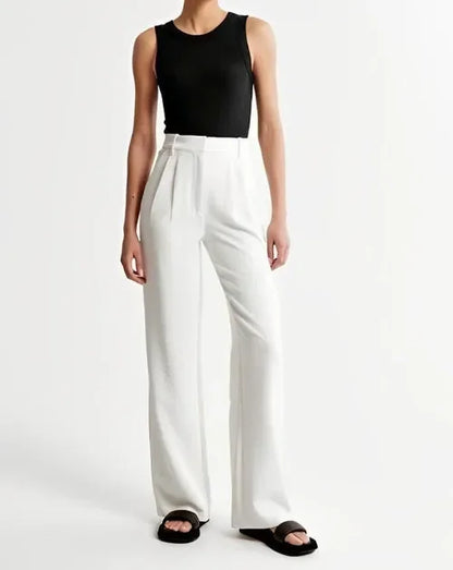 Emma Wide-Leg Trousers | High-Waist Creased Trousers