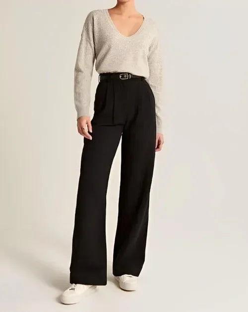 Emma Wide-Leg Trousers | High-Waist Creased Trousers